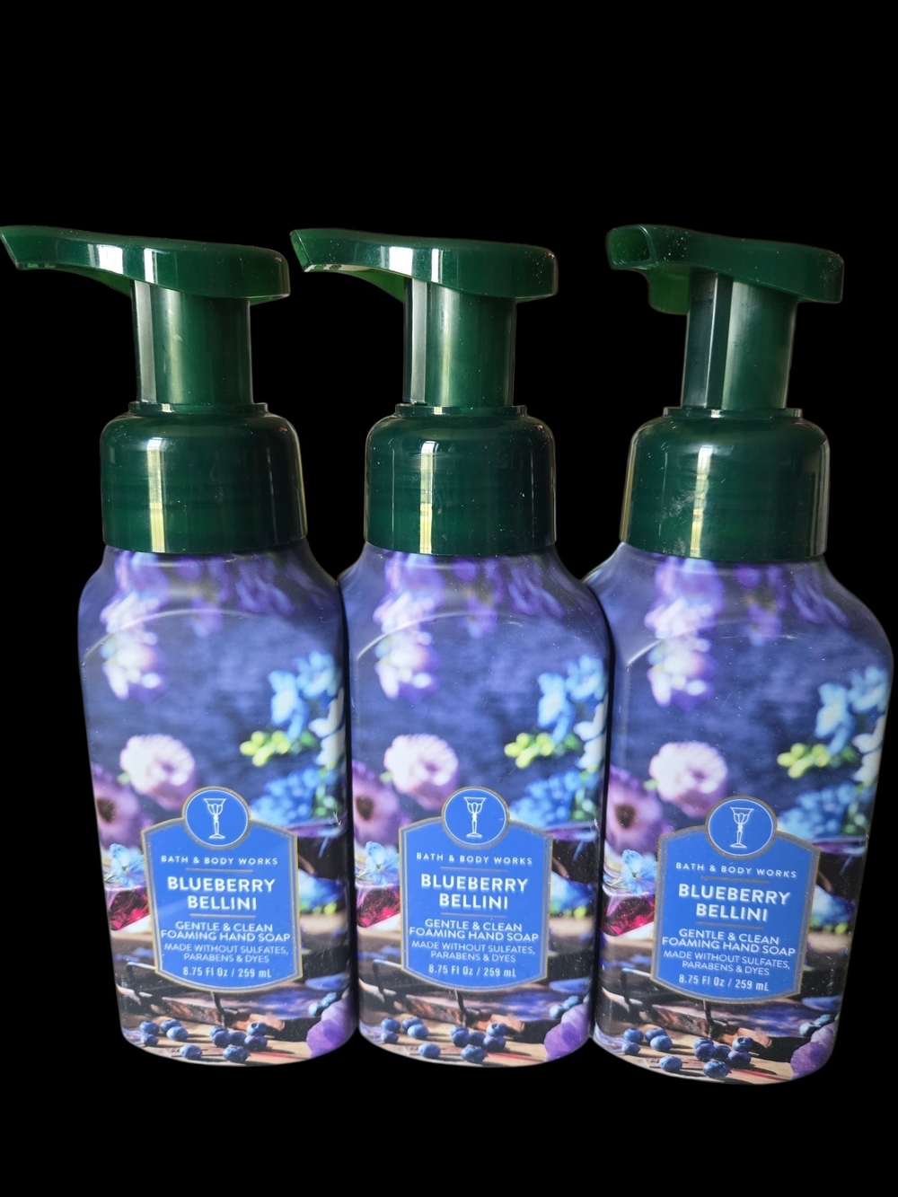 3pc Bath & Body Works Blueberry Bellini Gentle Foaming Hand Soap - NEW!!!